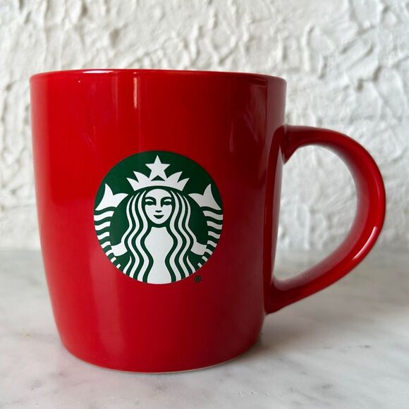 Starbucks Red Mug Green Mermaid Logo - 2020 Starbucks Coffee Cup 12 fl oz - Picture 1 of 6
